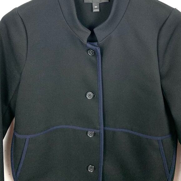 J.Crew Womens Mandarin Collar Tipped Twill Button Up Jacket Black Navy Accent 00 - Picture 9 of 16